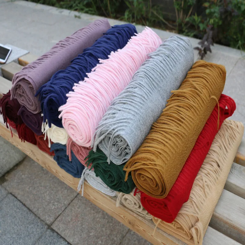

new arrival 100%goat cashmere water ripple grain woven women fashion thick scarfs black 6color 70x200cm