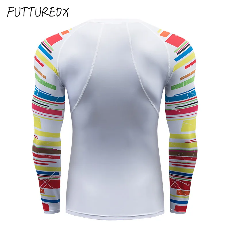 Мужская Комплексная тренировочная компрессионная футболка с 3D принтом в полоску