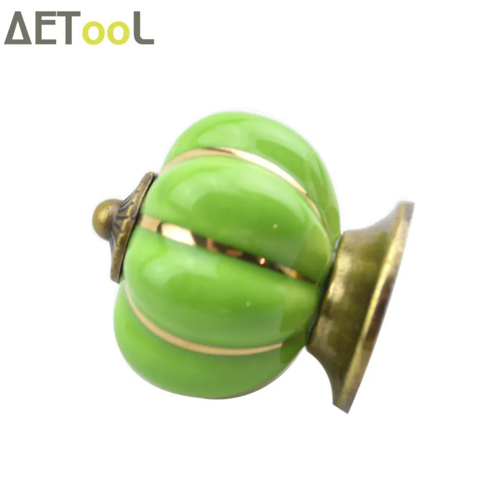 AETool Green 40 мм деревенские винтажные ручки в форме тыквы для ящика шкафа кухни