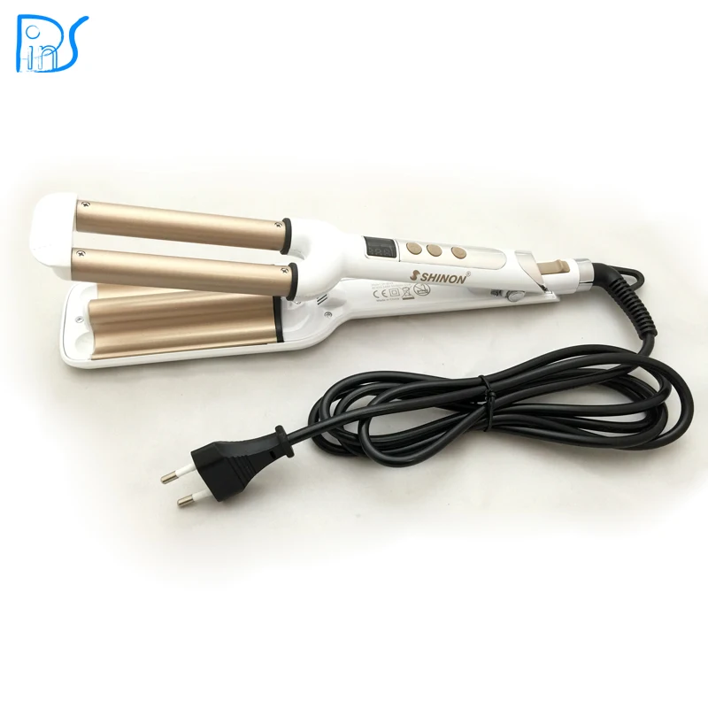 Новый 3 Бочки волосы вращающийся бигуди Трехместный ствола flat iron бочки для волн и