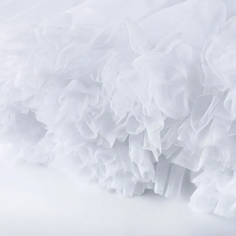 

Women Girls Ruffled Short Petticoat Solid White Color Fluffy Bubble Tutu Skirt Puffy Half Slip Prom Crinoline Underskirt No Hoop