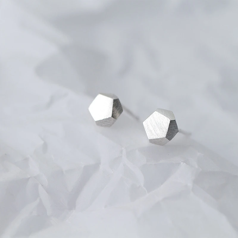

2019 New Design 925 Sterling Silver Drawing Polygon Geometric Stud Earrings Contracted Jewelry For Men Women