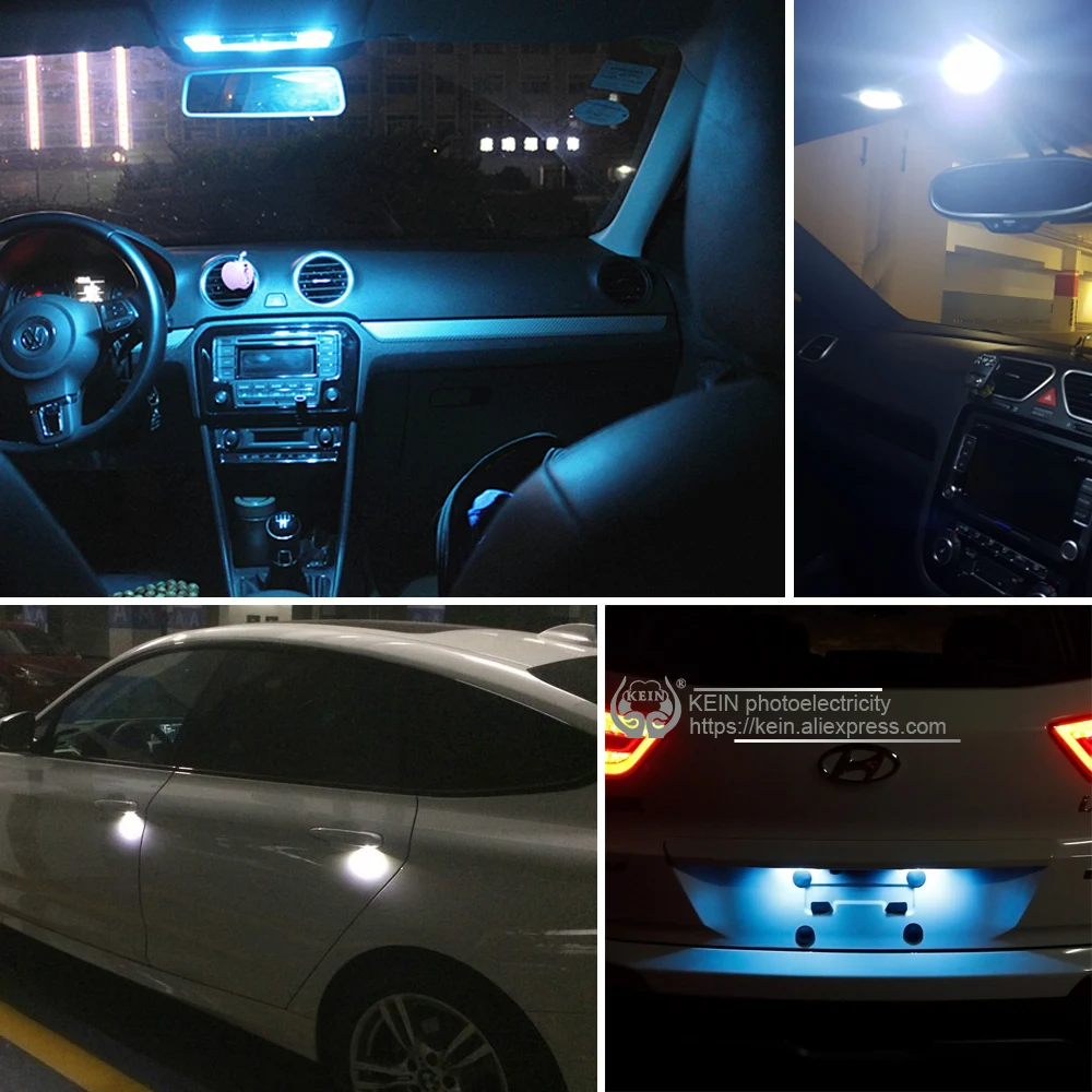 KEIN 6 шт. festoon 31 мм Светодиодная автомобильная лампа C5W C10W 36 39 41 4014 Внутреннее