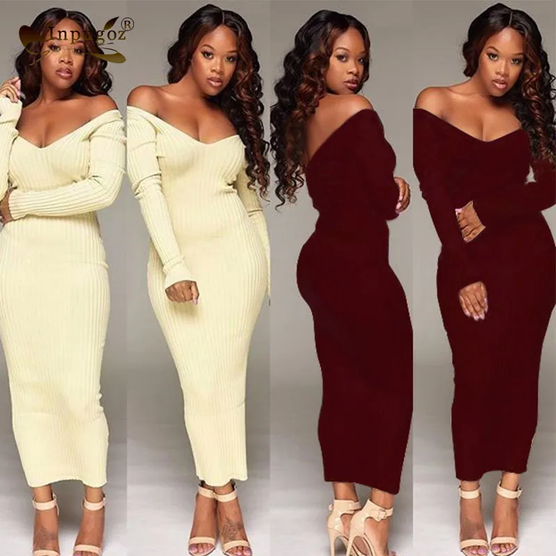 Новое Осеннее повседневное длинное платье сексуальное Глубокий v образный вырез