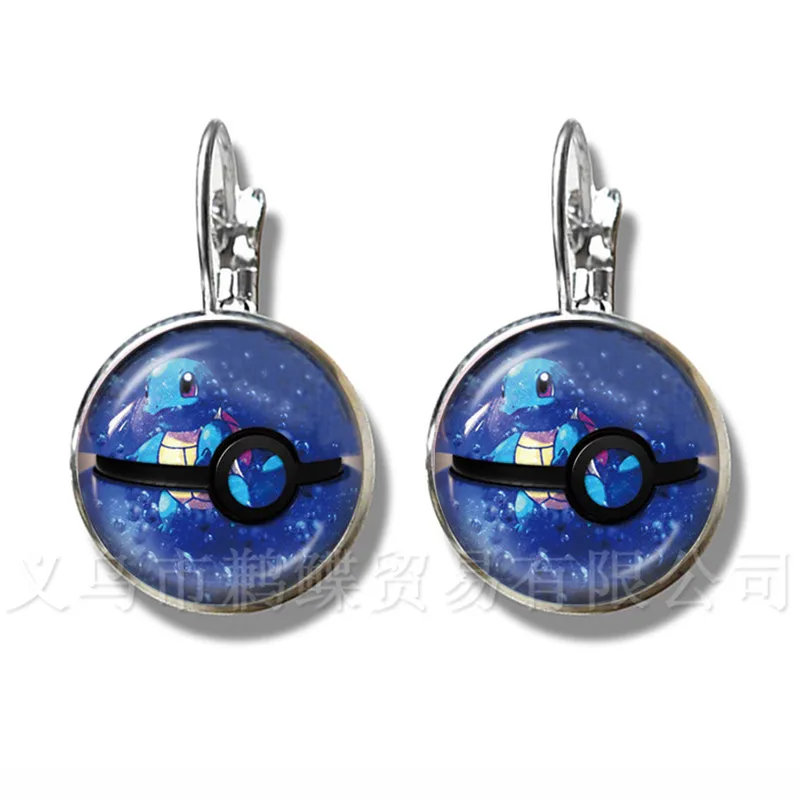 Модные круглые стеклянные кабошон Pokemon Go Pokeball серьги для женщин милые трендовые