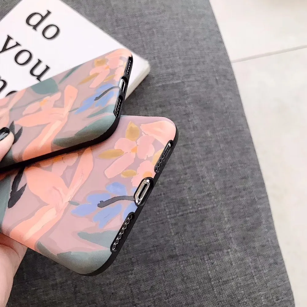 Винтажный цветочный матовый чехол для iphone 6 6P 7 8 7P 8P и X XS Max XR |