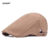 suogry 2018 new plain cotton berets caps for men casual peaked caps berets hats casquette cap