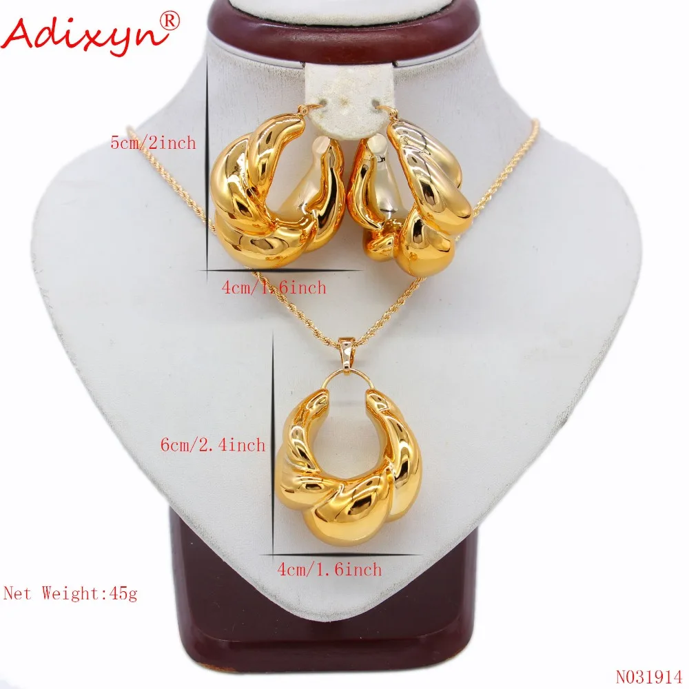 Adixyn розовое золото цвет Ювелирные наборы роскошный круглый ожерелье и серьги