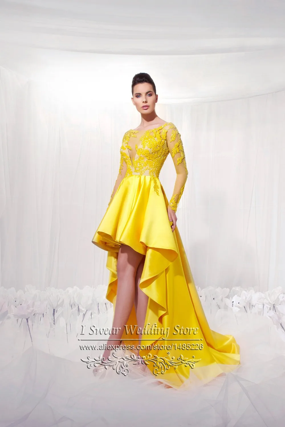 Yellow High Low Prom Dresses 2015 