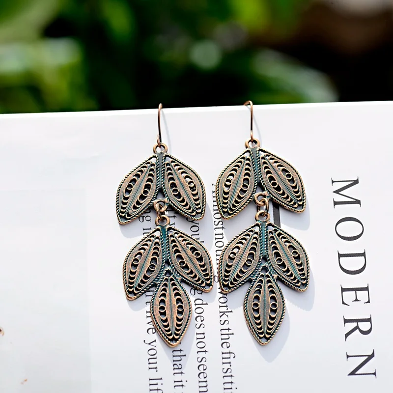 2019 Модные женские серьги цыганские листья Jhumka тибетские ювелирные изделия Oorbellen