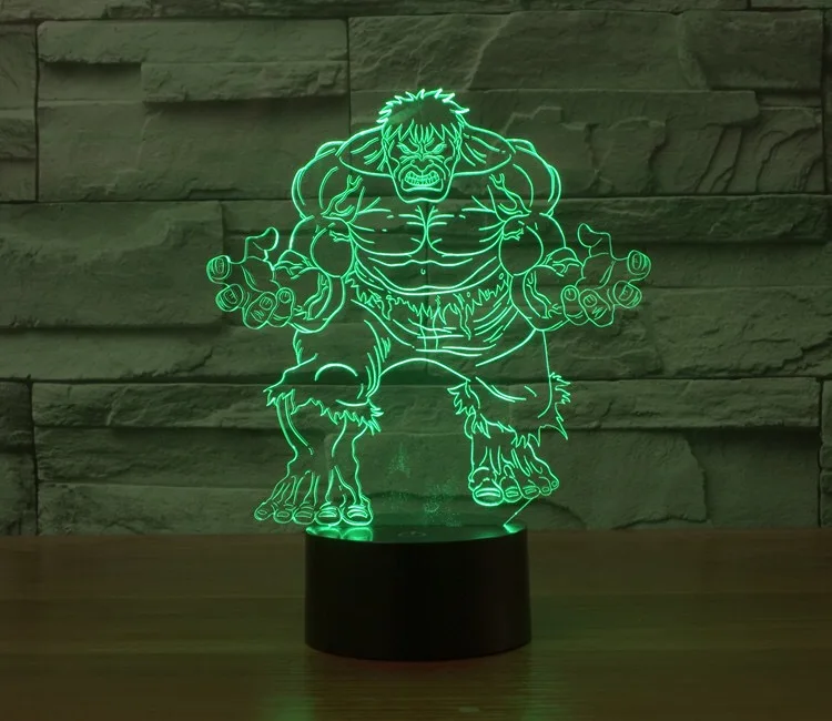 Мультяшный персонаж Халк 3D ночник USB энергосберегающая настольная лампа|Ночники|