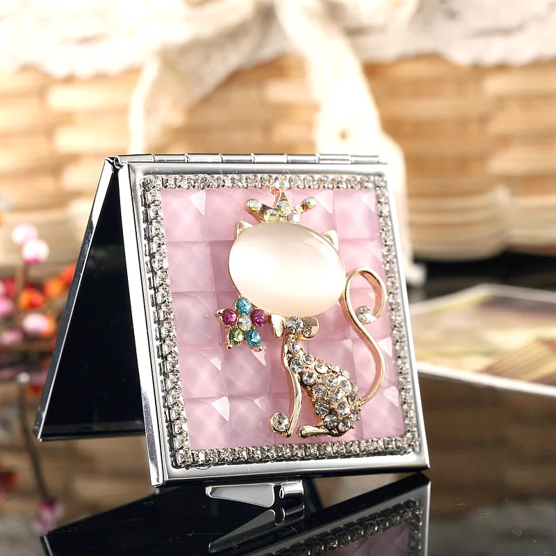 wedding party bridesmaid girl friend promotional gift bling crystal rhinestone sexy fox mini beauty makeup compact pocket mirror | Дом и сад