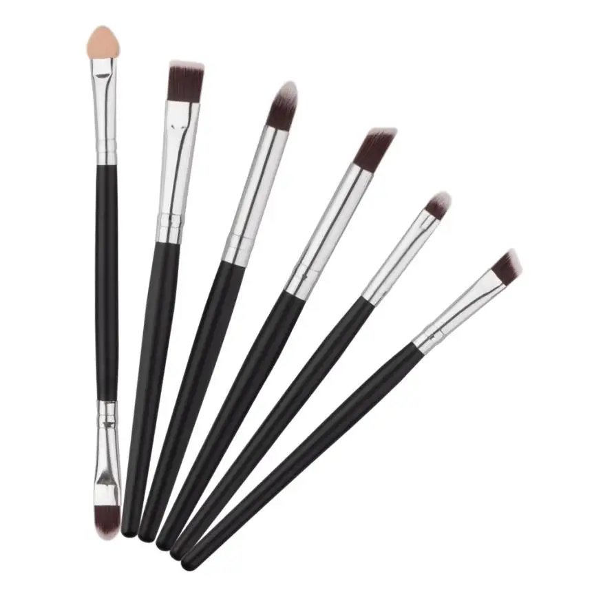6 шт./компл. черный Pro набор кистей для макияжа Make up Косметика Кисть подводки глаз