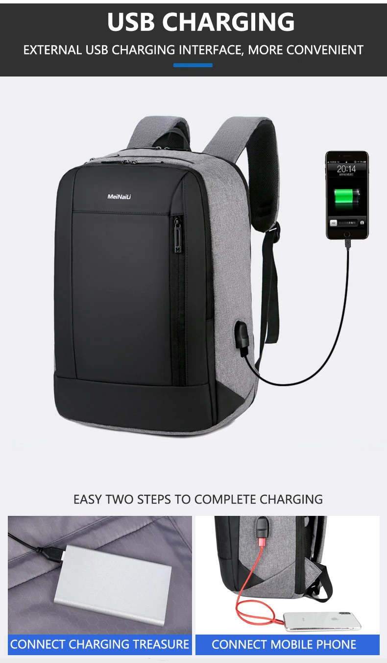 Мужские рюкзаки Mochila для путешествий, водонепроницаемые, с USB зарядкой, мужские, противоугонные, для ноутбука, модные, 15,6 дюймов, бизнес-компьютер, задняя панель