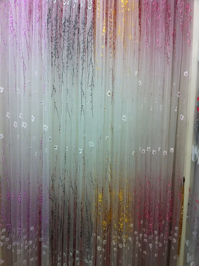 Оптовая продажа тюлевые шторы с цветочной вышивкой занавески персиковые для