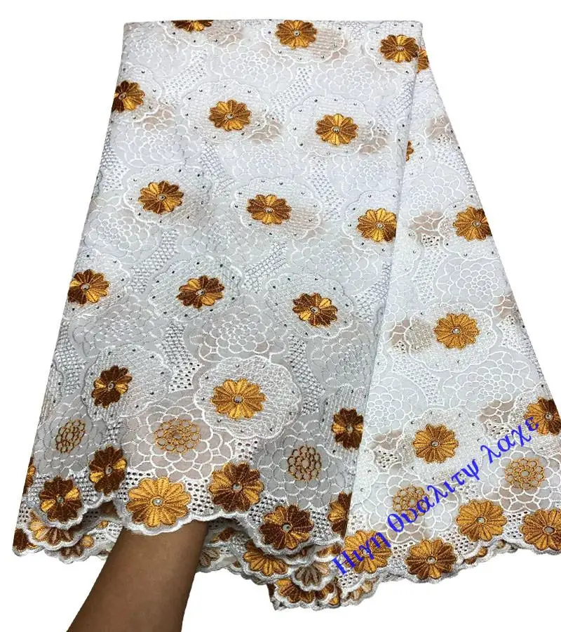 Африканская фиолетовая сухая кружевная ткань Высококачественная хлопковая