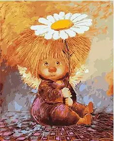 MaHuaf-X1588 Angel with chamomile coloring by numbers on canvas hand painted cuadros picture painting for wall decor |