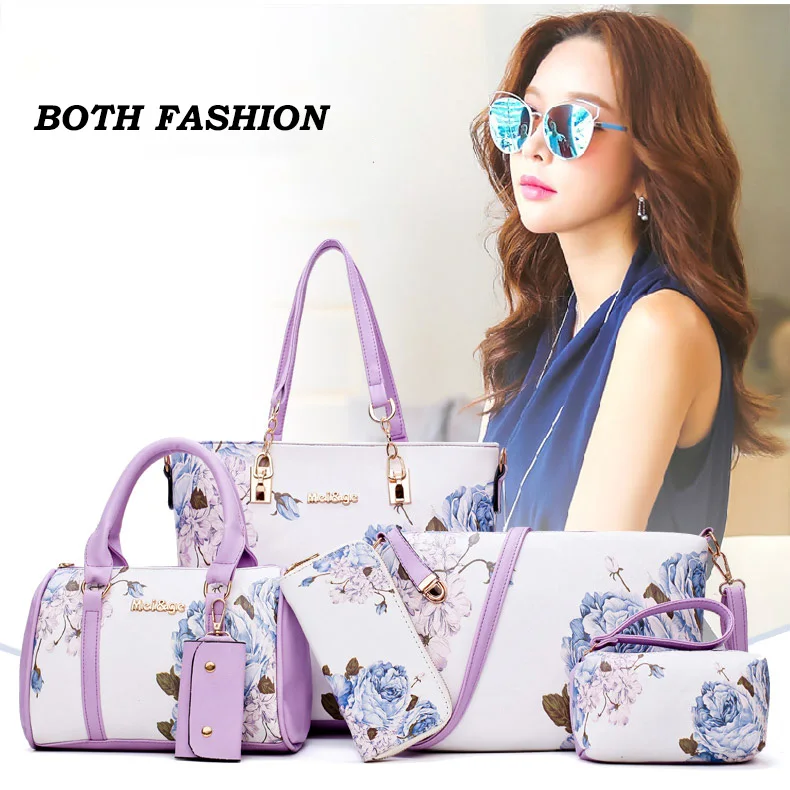 MIWIND New Women Handbag PU Leather Female Bags Fashion Shoulder Bag High Quality 6-Piece Set Designer Brand Bolsa Feminina
