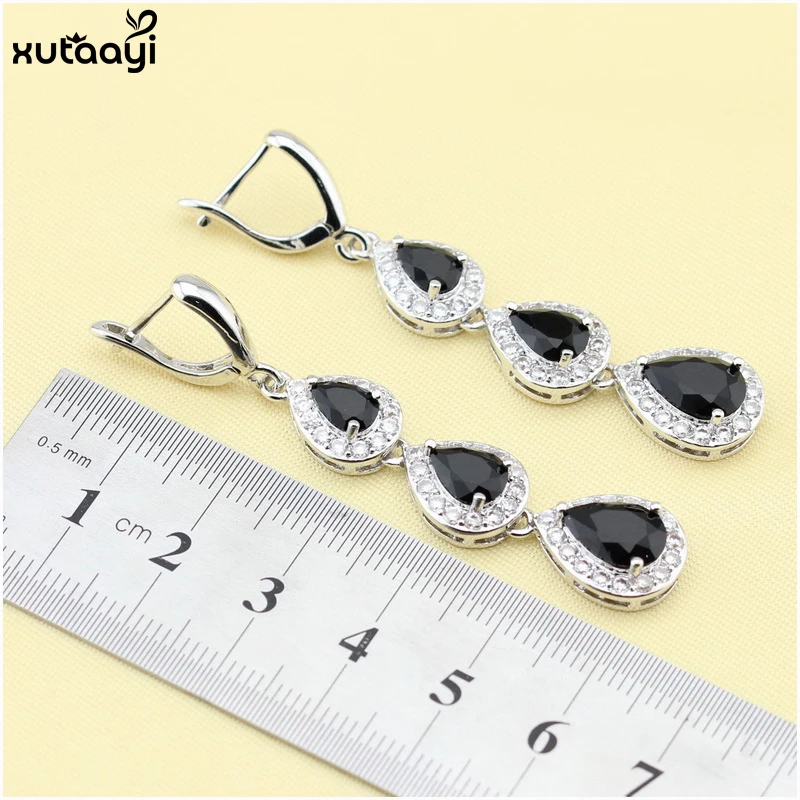 XUTAAYI модный серебряный цвет набор ювелирных изделий для женщин черный кубический