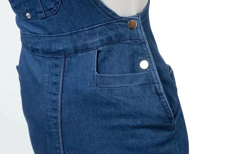 На подтяжках платье из джинсовой ткани сарафан Для женщин ремень Bodycon Джинсы для