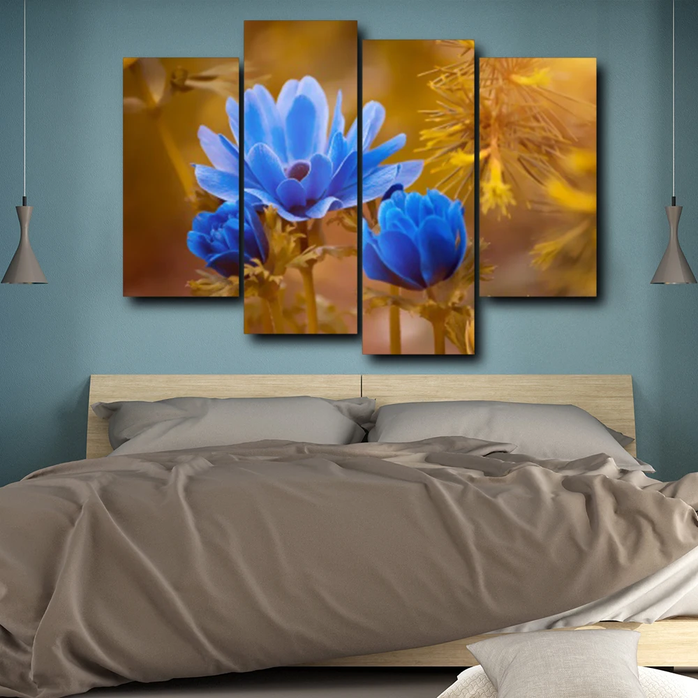 Laeacco Blue Anemone цветочный принт на холсте картина для украшения дома настенная