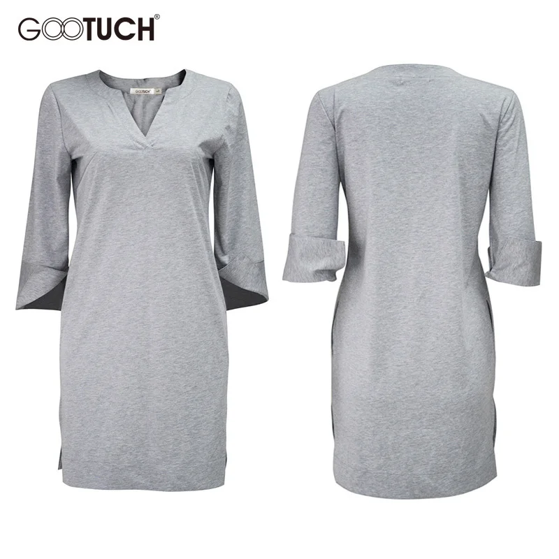 Женская хлопковая ночная рубашка тонкая длинная с карманами размера плюс пижамы