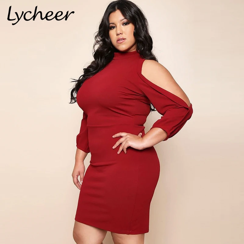 Lycheer плюс размер летние платья сексуальное платье с открытыми плечами женское
