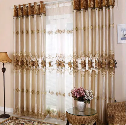 

High-end European simple embroidery room lying window curtain custom curtains half shade cloth curtains product promotion