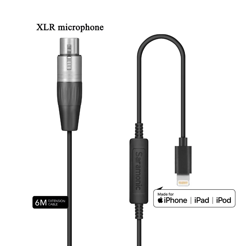 Saramonic LC XLR 6 м Кабель адаптер с вход и Apple Сертифицированный аудиоадаптер разъемом