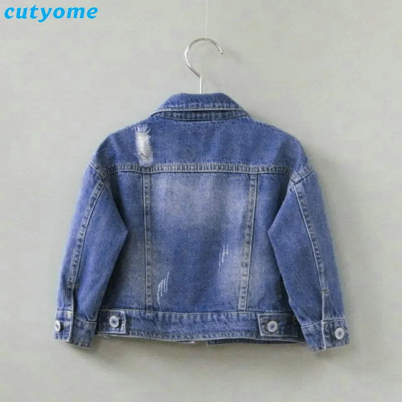 Cutyome Разорвал Джинсовые Куртки Для Девочки Пальто С Длинным Рукавом Дети Джинсы И