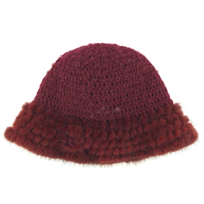 100% из натурального меха норки Для женщин фетровая шляпка шерстяная шляпа для