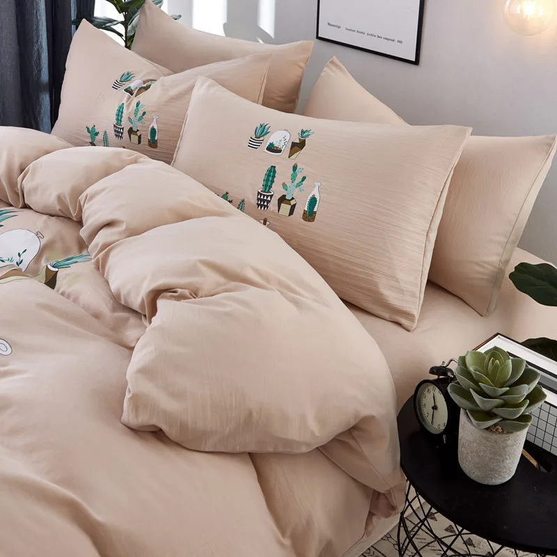 SlowDream кактус покрывало напечатано современный декор набор постельных