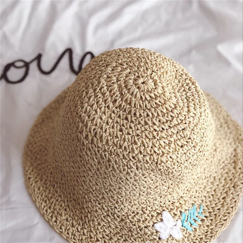 Inside 53cm Children Summer Hat Baby Beautiful bonnet Accessories Baby Sun Hat Flower bonnet Holiday Cap Bohe Straw Hat