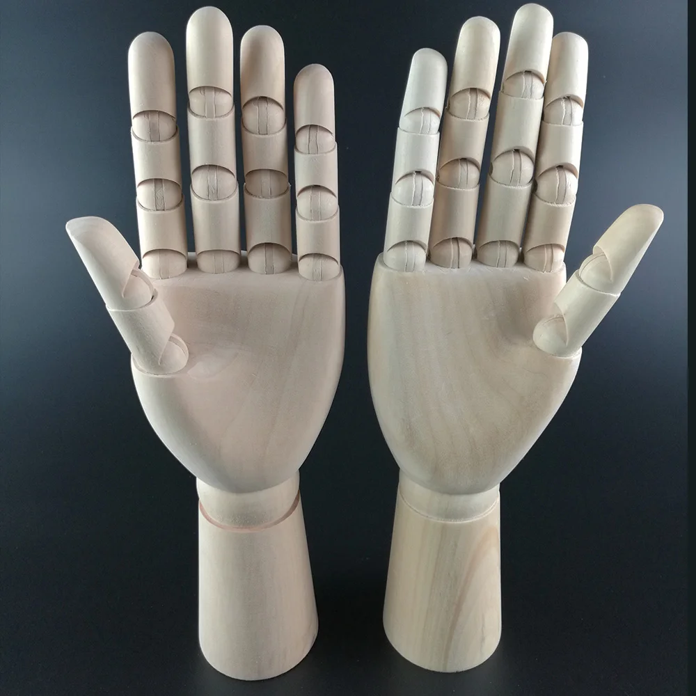 20cm Right/Left Hand Artist Model Jointed Articulated Wood Sculpture Mannequin Wooden Wooden Drawing Manikin Art Supplies images - 6