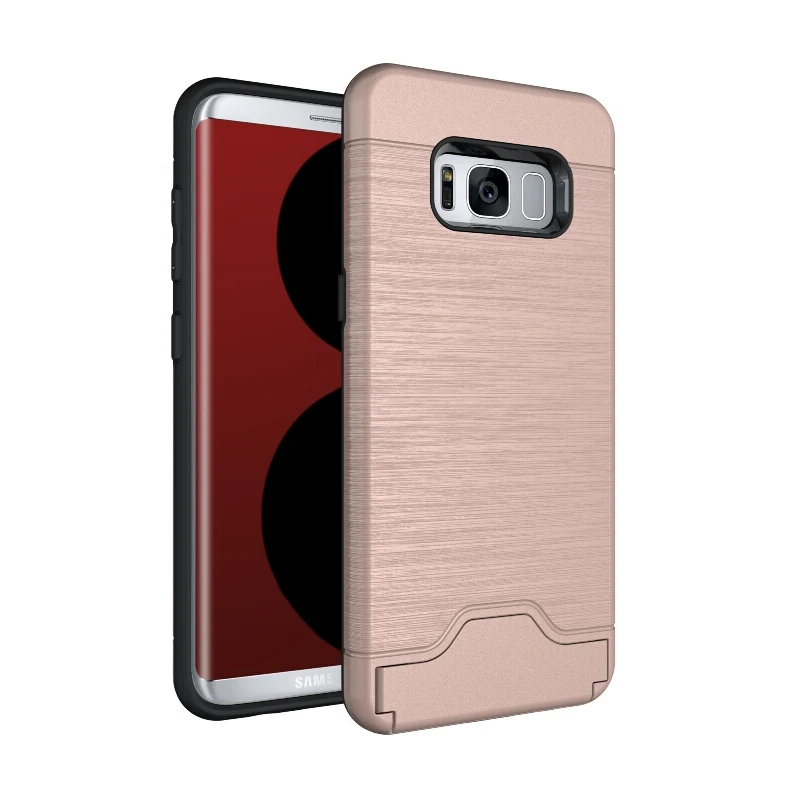 Phone case for Samsung galaxy S8 Plus Standing Hybrid TPU+PC Armor back cover with Shelf and Card pocket Case For Galaxy |