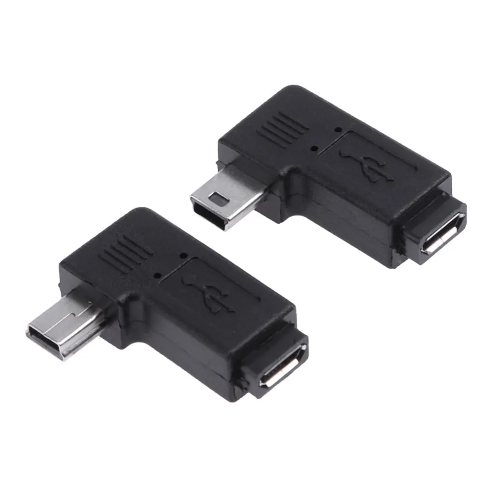 2 шт./компл. L-образный Micro USB мама направо влево 90 градусов угол мини Мужской