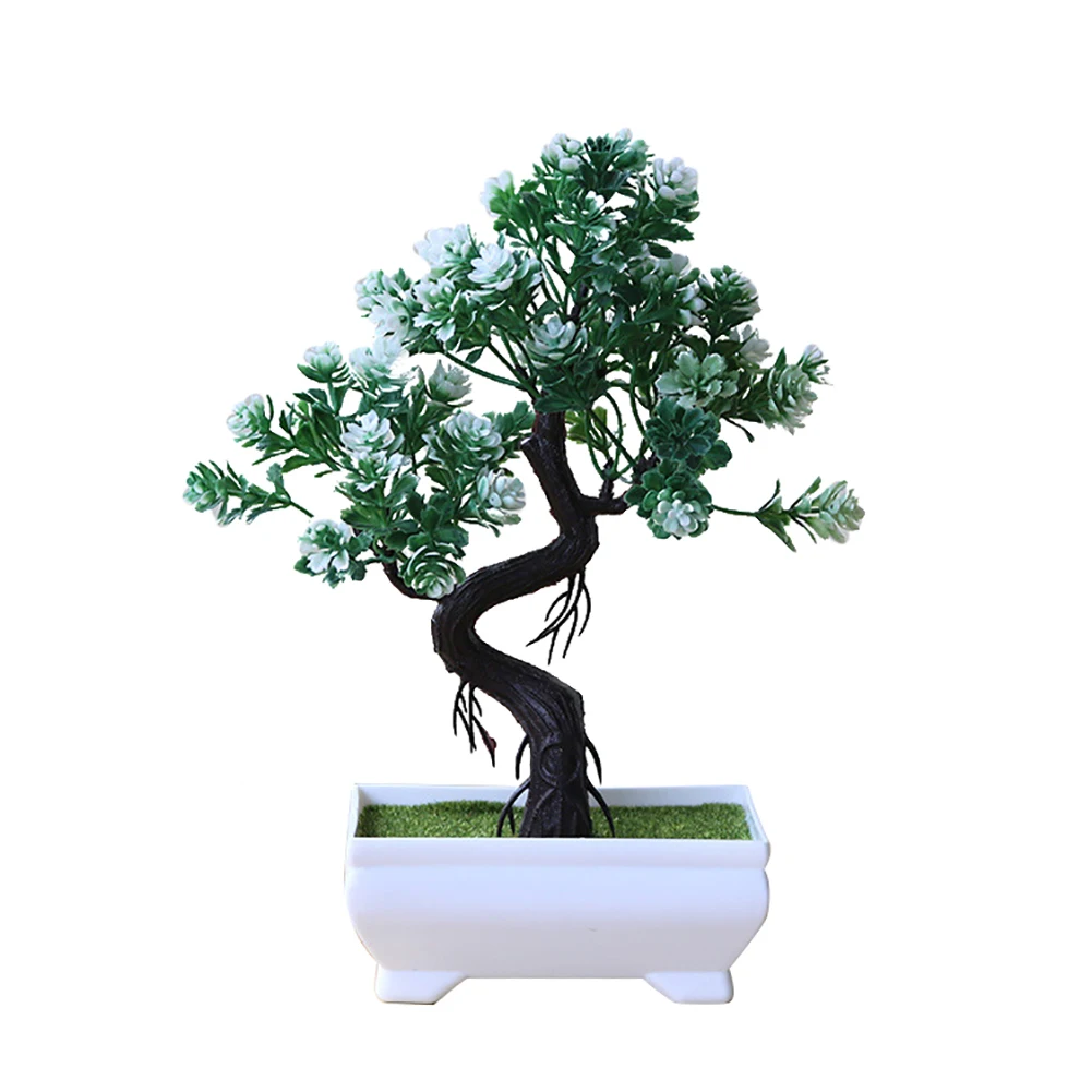 White Green 1 шт. модное искусственное дерево в горшке бонсай имитация растение, украшение для дома стол центральные искусственные растения - Цвет: White Green