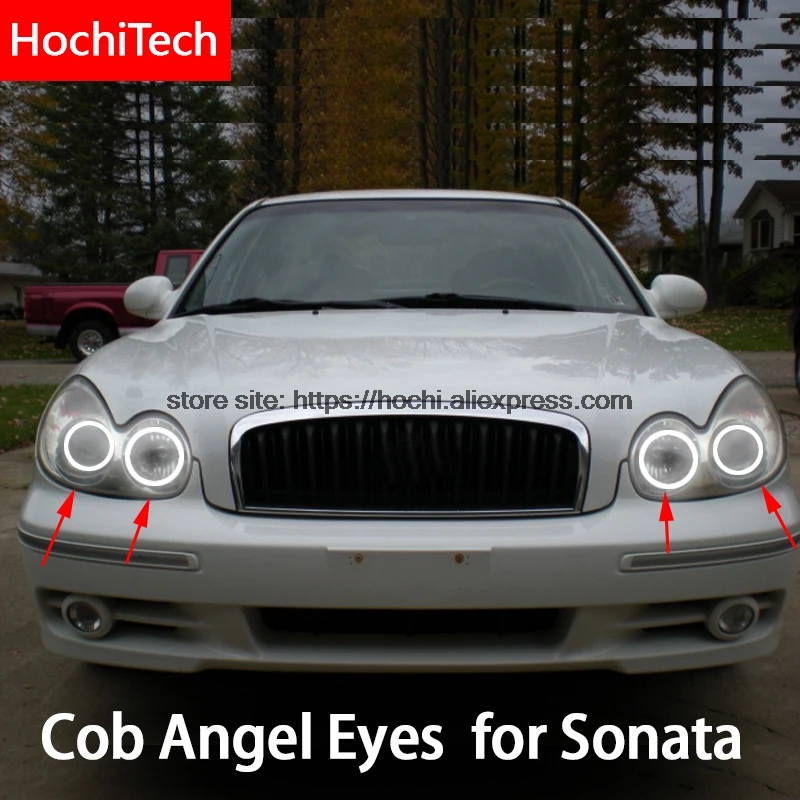 Для Hyundai Sonata 2002 2003 2004 2005 COB Светодиодный дневной светильник Белый Halo Cob Led Angel Eyes Ring