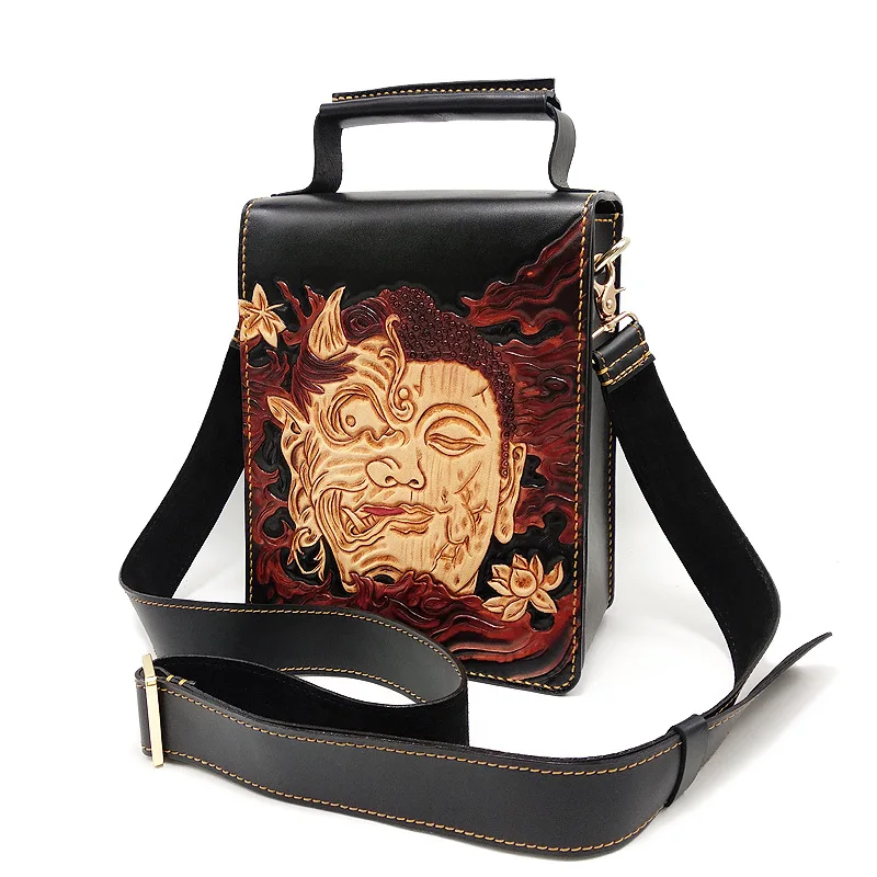 Натуральная кожа Мужская сумка Будда Повседневная Ретро Бизнес портфель-сумка