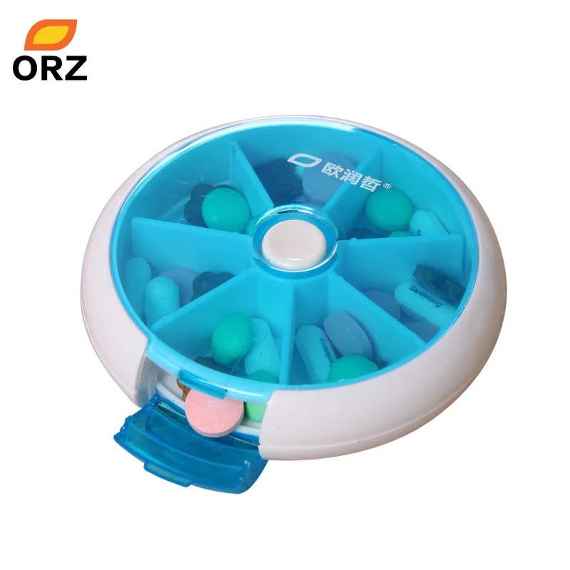 ORZ портативный футляр для таблеток ежедневный вращающийся чехол органайзер