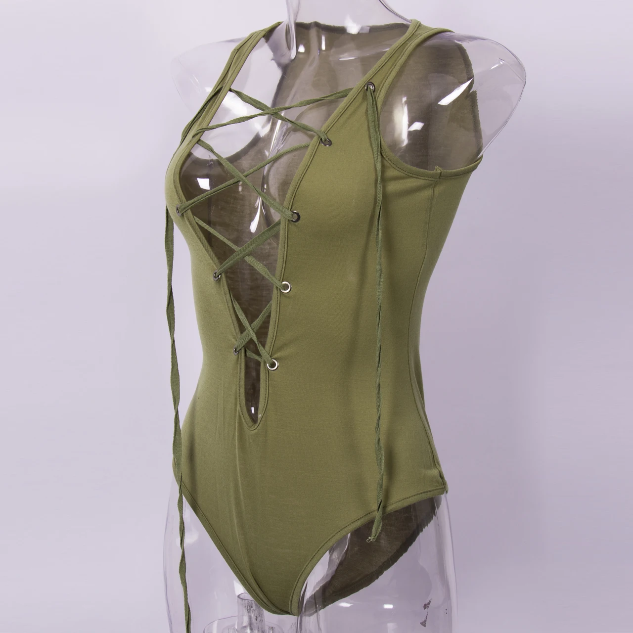 Сексуальный цельный женский бандажный купальник-бикини стильный однотонный