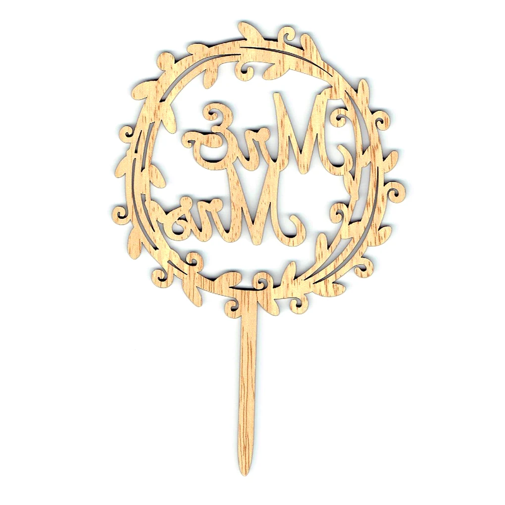 Деревянный Круглый венок Mr Mrs свадебные топперы для тортов украшения торта | Дом и