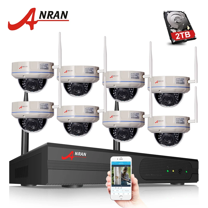ANRAN CCTV 8CH P2P 1080 P WI FI NVR 30 ИК Открытый Антивандальный купол Видео Беспроводной IP