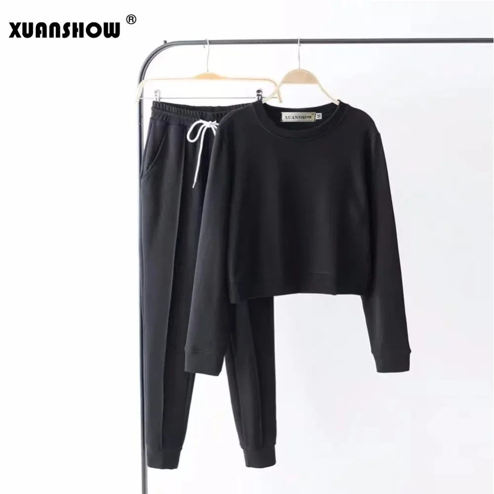 XUANSHOW 2018 модный спортивный костюм для женщин осень зима винтажная уличная одежда