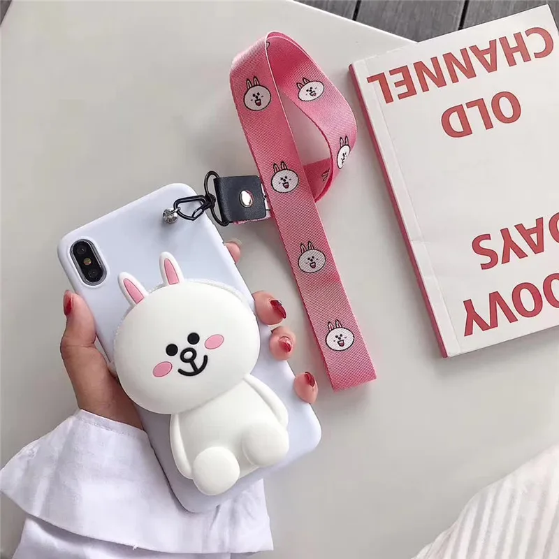 3D Ститч медведь мультфильм молния бумажник силиконовый чехол для телефона iphone X XR