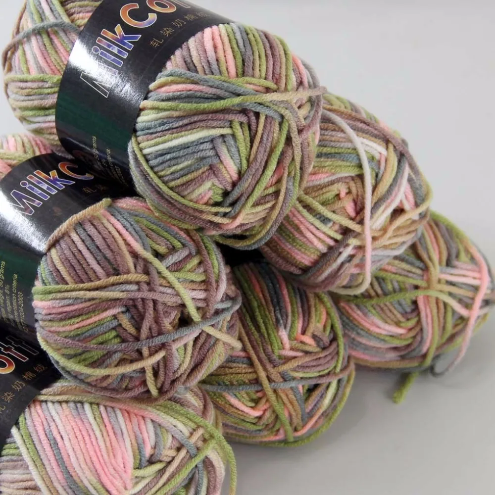 Sale 6ballsx50g Soft Cotton Baby Yarn New Hand-dyed Wool Socks Scarf Knitting yarn green pink brown mixed 2075-21-6 | Дом и сад