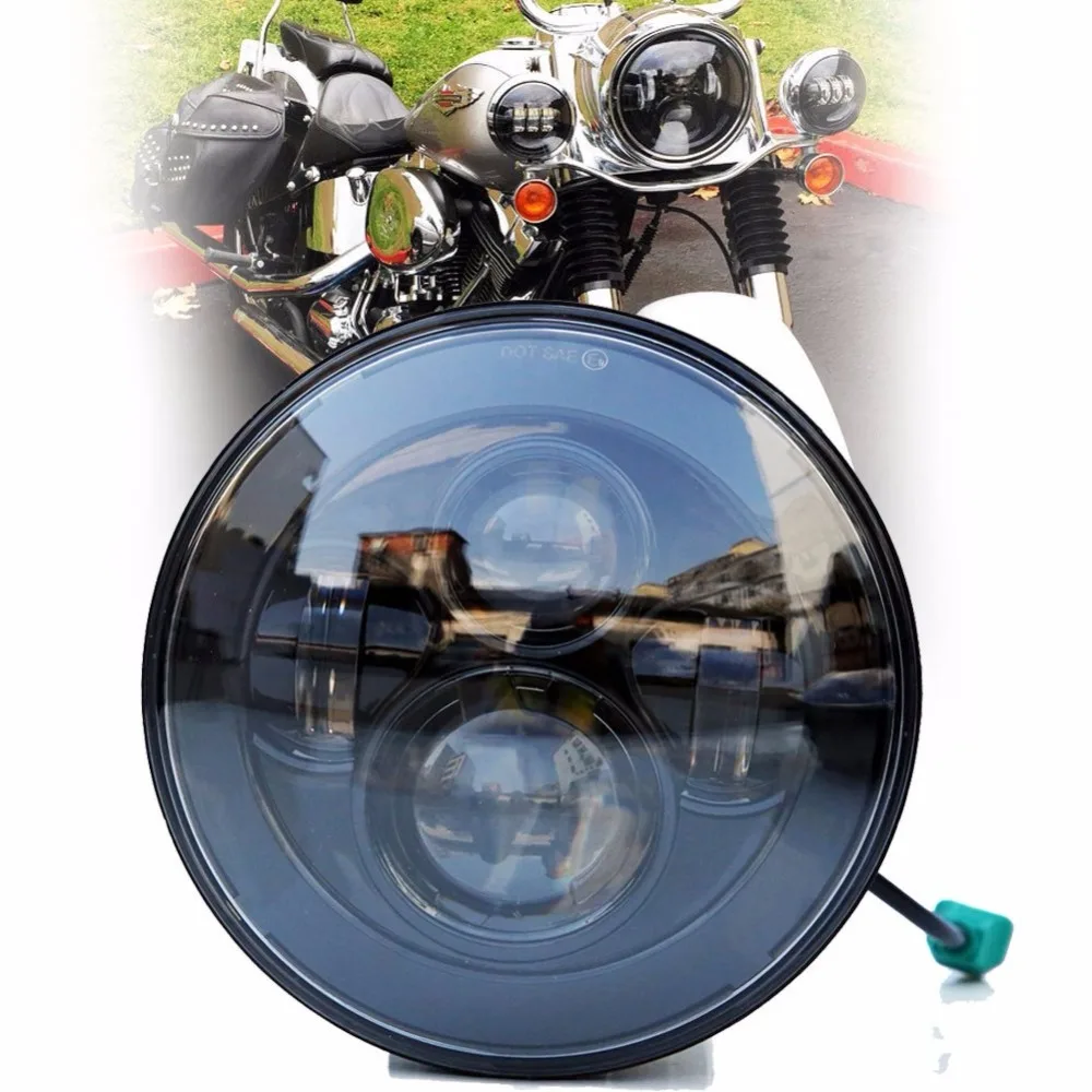 Светодиодные фары 7 дюймов для мотоцикла Harley круглые лампы ближнего и дальнего