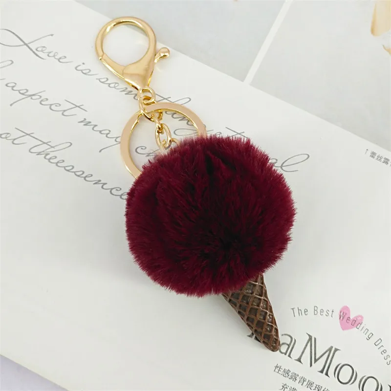 2019 Fur Pom Keychains Fake Rabbit fur ball key chain porte clef pompom de fourrure fluffy Bag Charms bunny keychain Keyring | Украшения и