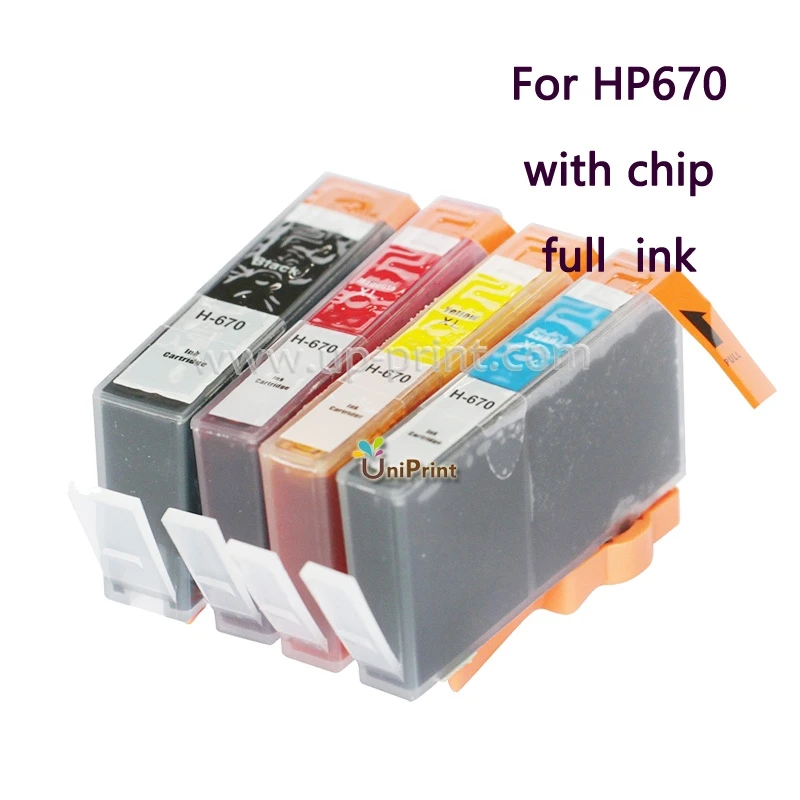 UP 4pcs compatible ink cartridge for hp670 670 XL HP Deskjet 3525 4615 4625 5525 6525 printer with chip | Компьютеры и офис