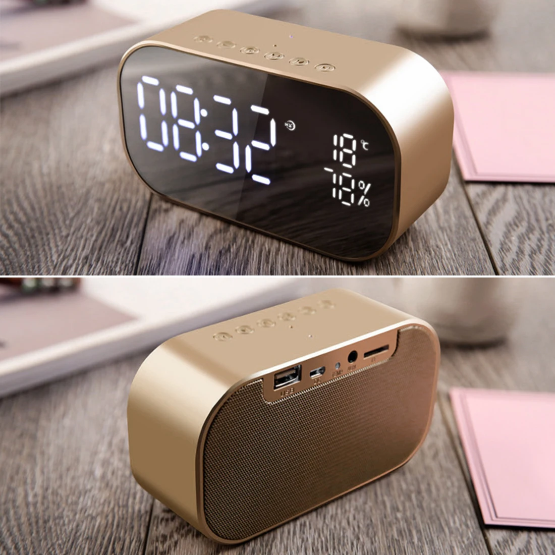 1 шт. светодиодный Будильник с fm-радио беспроводной Bluetooth динамик поддержка Aux TF USB музыкальный плеер беспроводной для офиса спальни